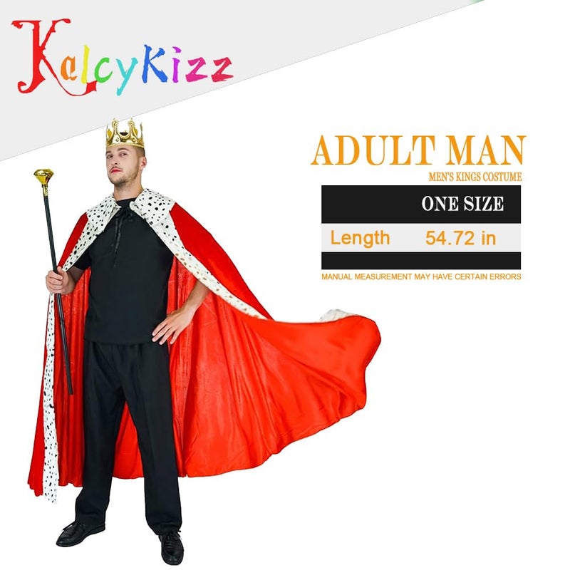 KalcyKizz Men's Kings Costume,One Size, (Color - Red,gold,white) - Image 5